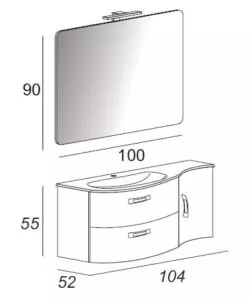 Mobile bagno 'best' grigio con specchio e luce led, 104x52x55 cm